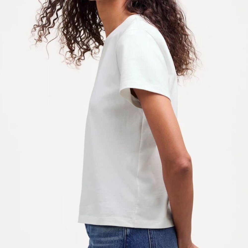 NWT Madewell Cotton Perfect Crewneck Tee in Eyelet White - Size: XXS - Picture 7 of 10